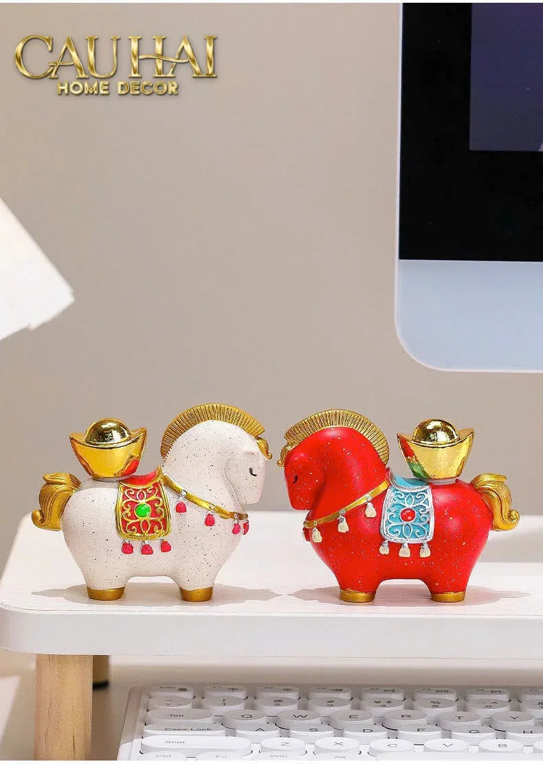 Tượng Ngựa May Mắn - Kim Mã Cát Lợi - Gift Box-CẬU HAI HOME DECOR