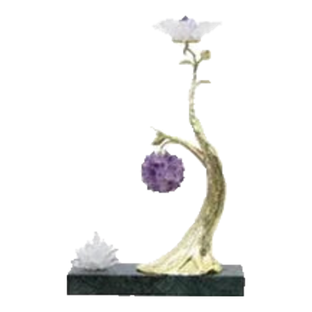 Maison Couture - Tượng Nhánh Cây Đồng & Đá Thạch Anh Tím Amethyst Orb Brasson Hanging Tree 25x39-TƯỢNG TRANG TRÍ-CẬU HAI HOME DECOR-CẬU HAI HOME DECOR