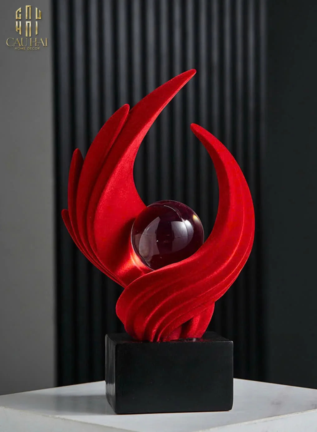 Tượng Nhung Đỏ Eternal Flame Red Velvet 16x12x27.5-CẬU HAI HOME DECOR