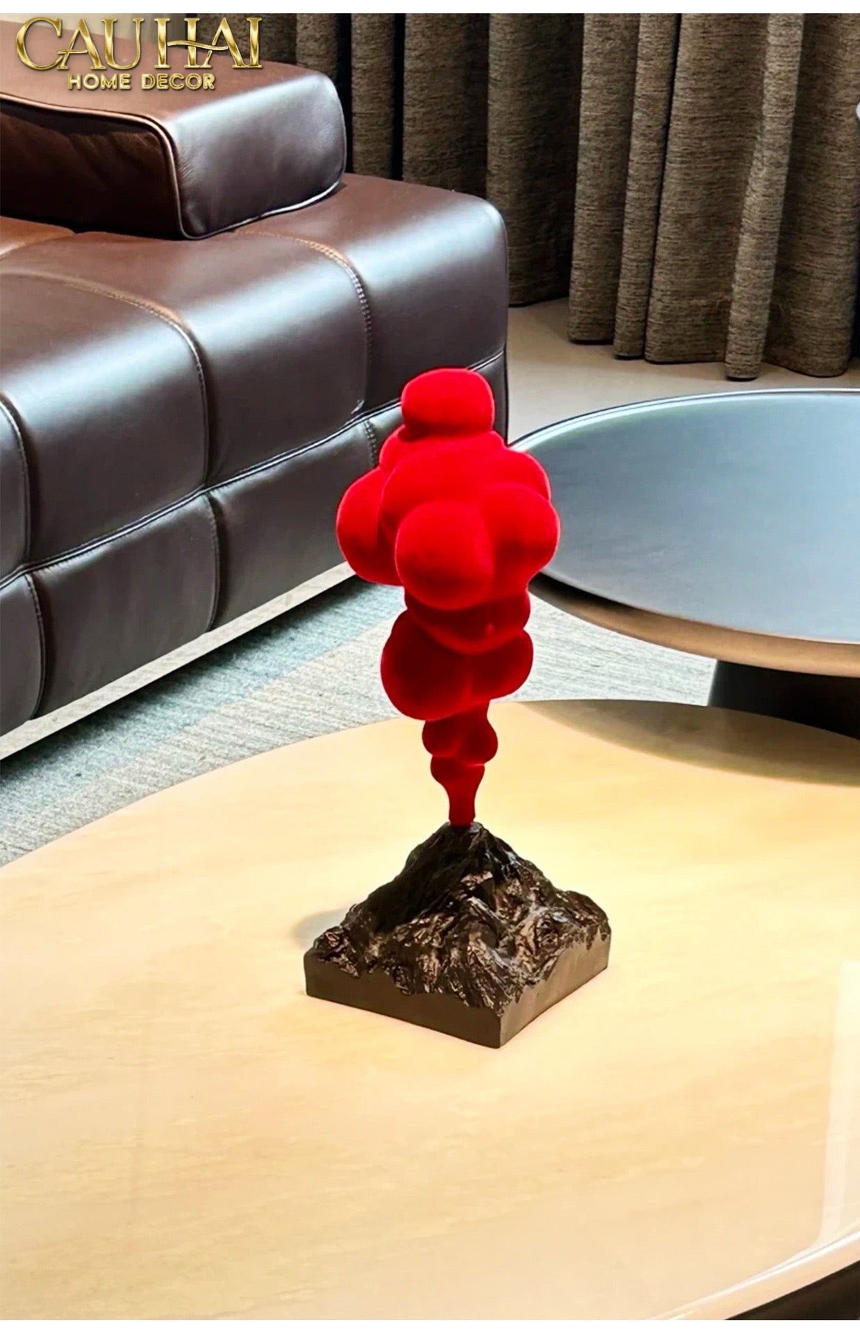 Tượng Nhung Đỏ Red Velvet Volcano Fw25 H36-CẬU HAI HOME DECOR