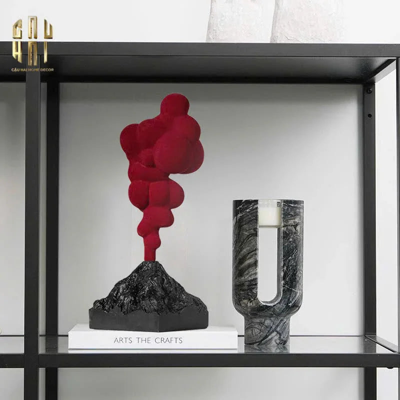 Tượng Nhung Đỏ Red Velvet Volcano Fw25 H36-CẬU HAI HOME DECOR