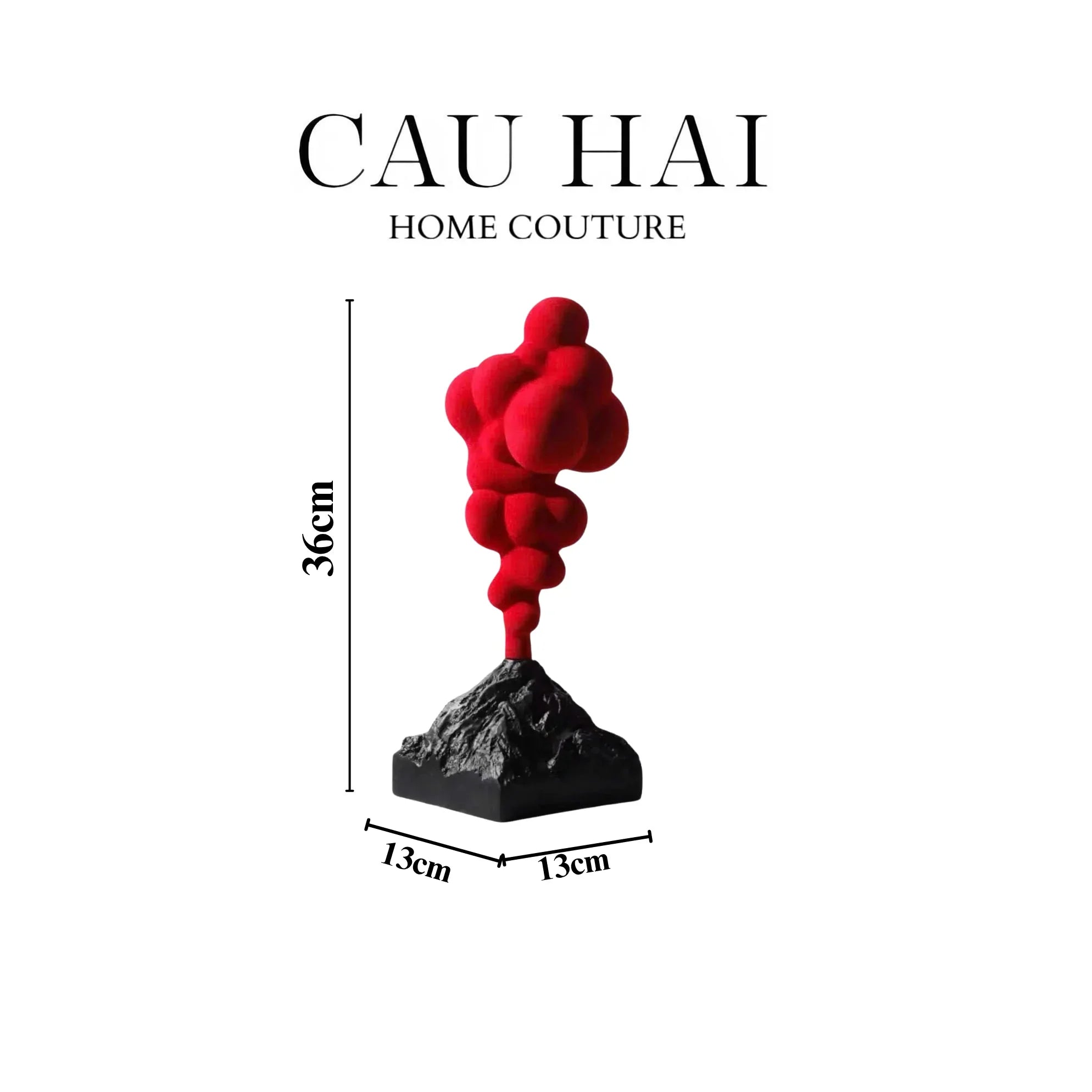 Tượng Nhung Đỏ Red Velvet Volcano Fw25 H36-CẬU HAI HOME DECOR