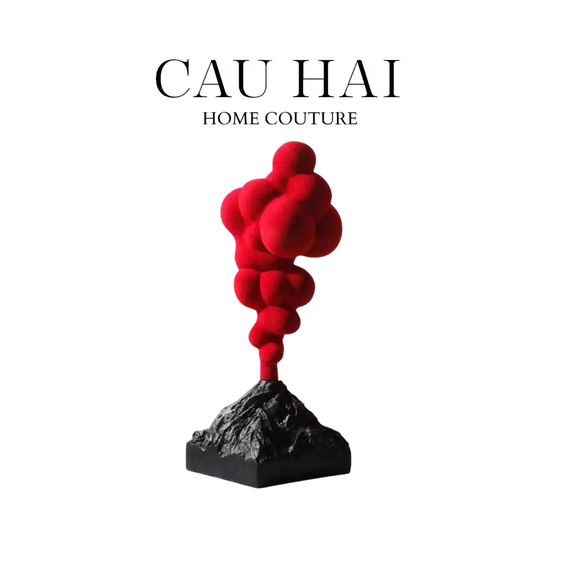 Tượng Nhung Đỏ Red Velvet Volcano Fw25 H36-CẬU HAI HOME DECOR