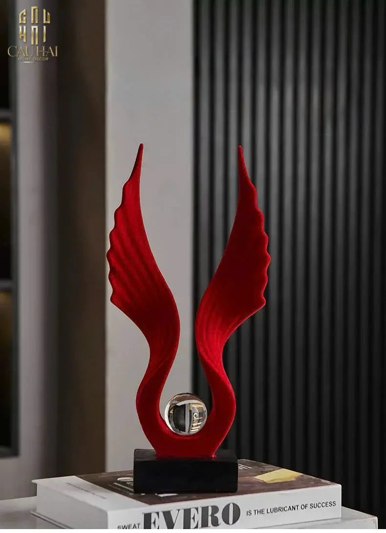 Tượng Nhung Đỏ Scarlet Wings Red Velvet 15x31-CẬU HAI HOME DECOR