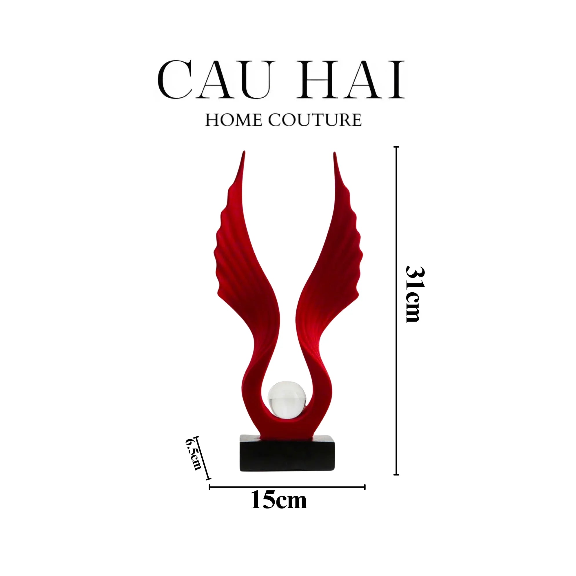 Tượng Nhung Đỏ Scarlet Wings Red Velvet 15x31-CẬU HAI HOME DECOR