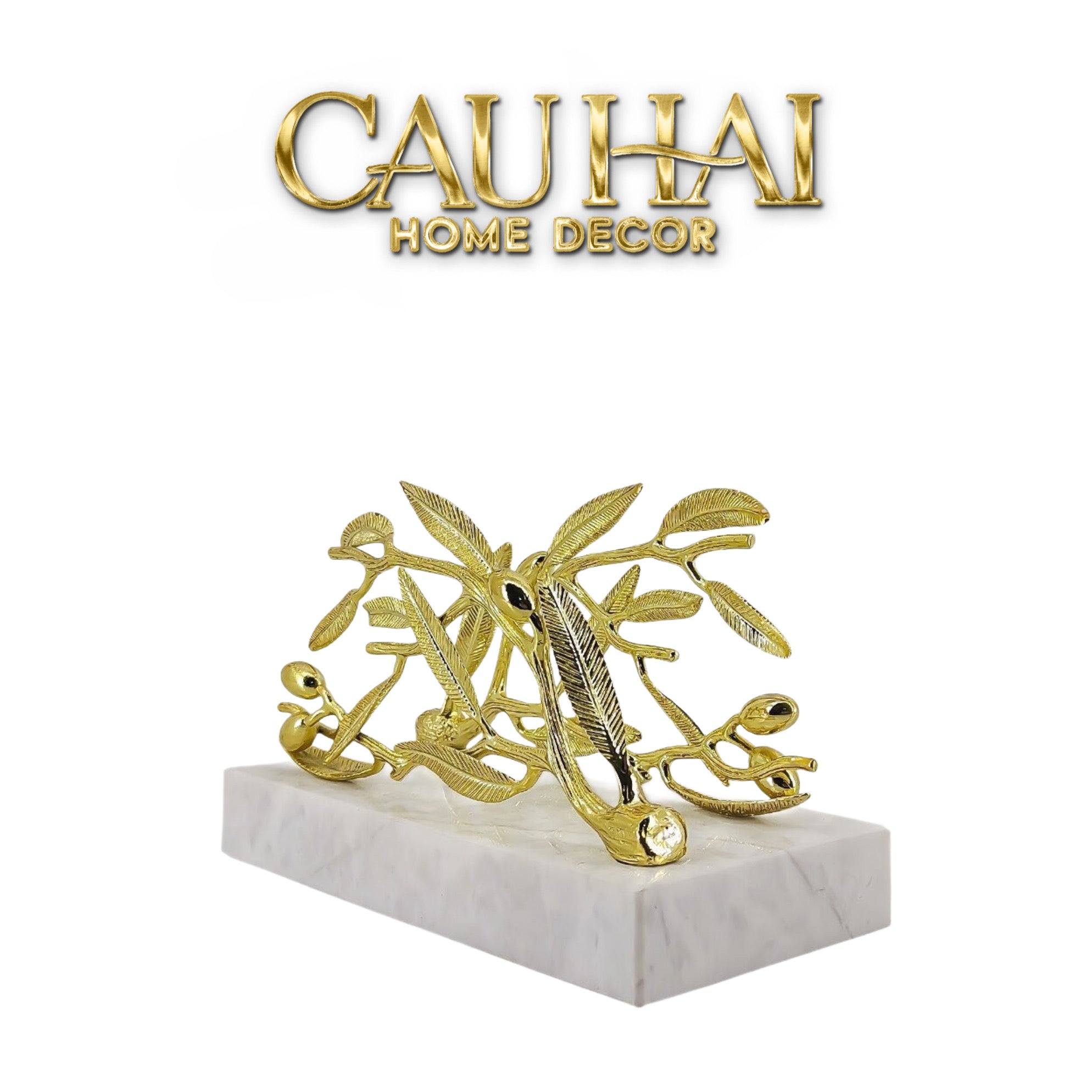 TƯỢNG OLIVE BRANCH ĐÁ MARBLE - TISSUE HOLDER-CẬU HAI HOME DECOR