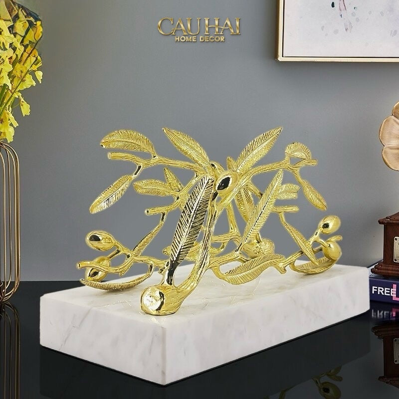 TƯỢNG OLIVE BRANCH ĐÁ MARBLE - TISSUE HOLDER-CẬU HAI HOME DECOR