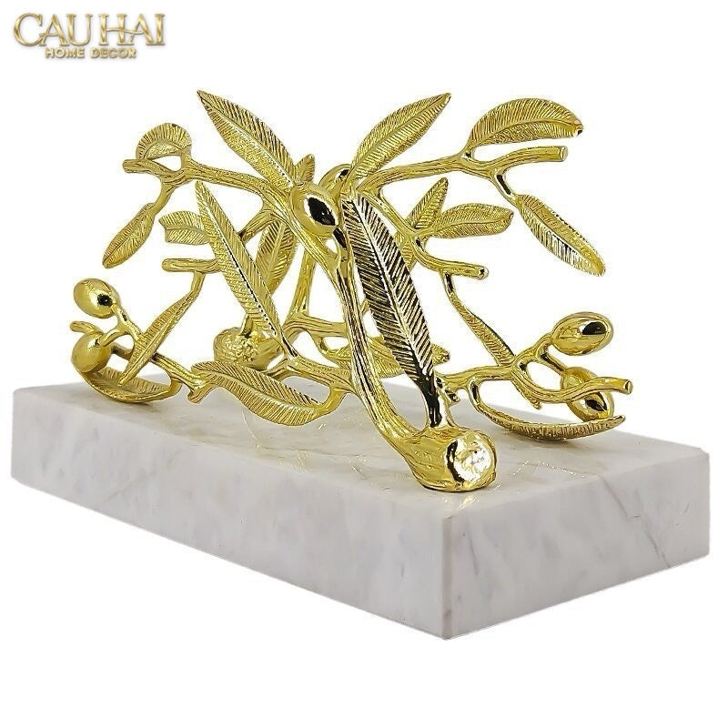 TƯỢNG OLIVE BRANCH ĐÁ MARBLE - TISSUE HOLDER-CẬU HAI HOME DECOR