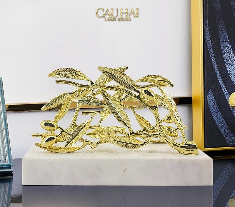 TƯỢNG OLIVE BRANCH ĐÁ MARBLE - TISSUE HOLDER-CẬU HAI HOME DECOR