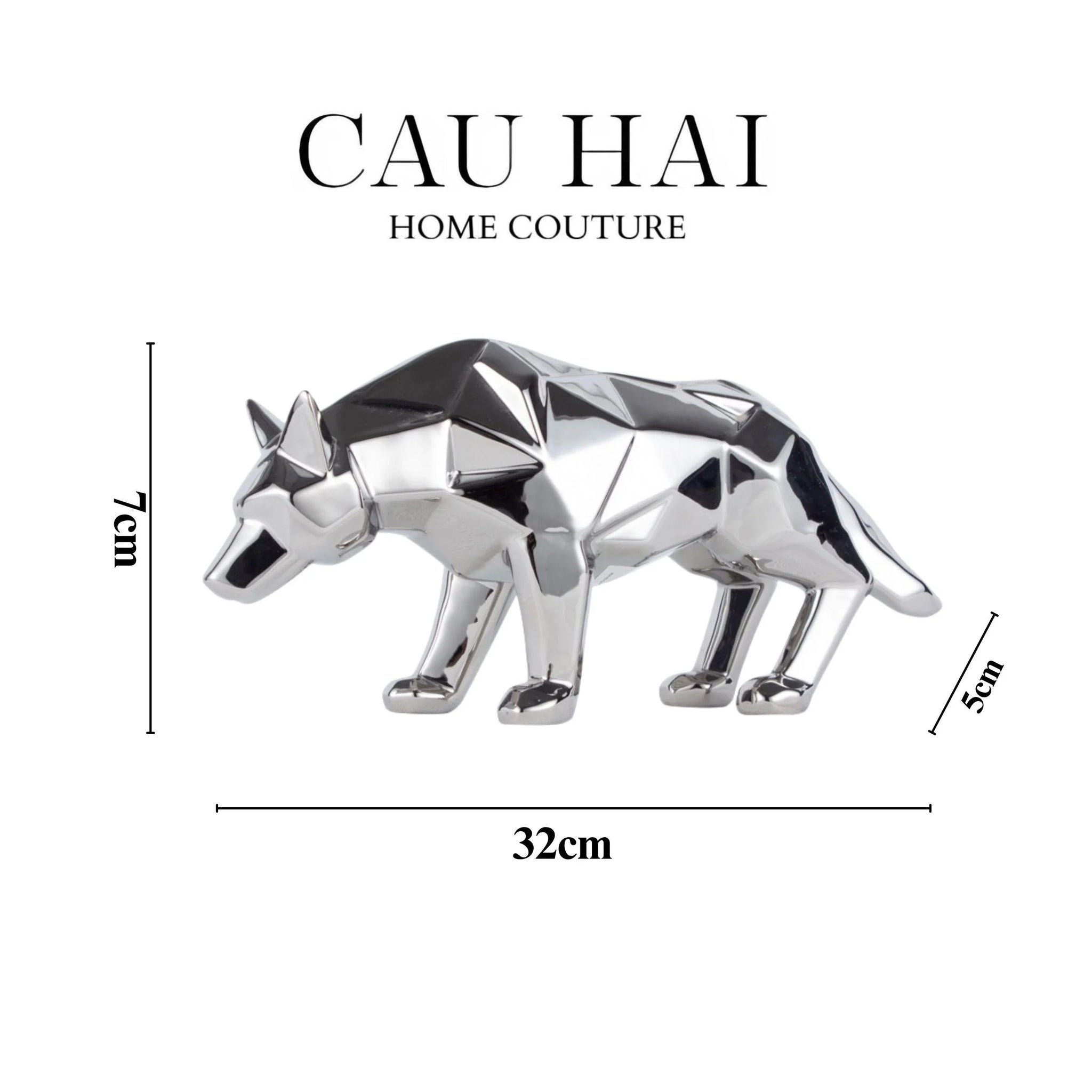 ELYSIAN - TƯỢNG PLATINUM ORIGAMI ART WOLF-CẬU HAI HOME DECOR