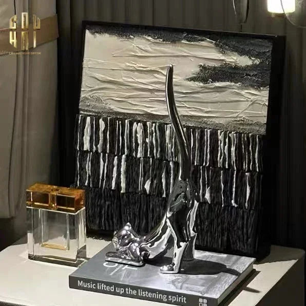 TƯỢNG PLATINUM STRETCHY CAT FW25-CẬU HAI HOME DECOR