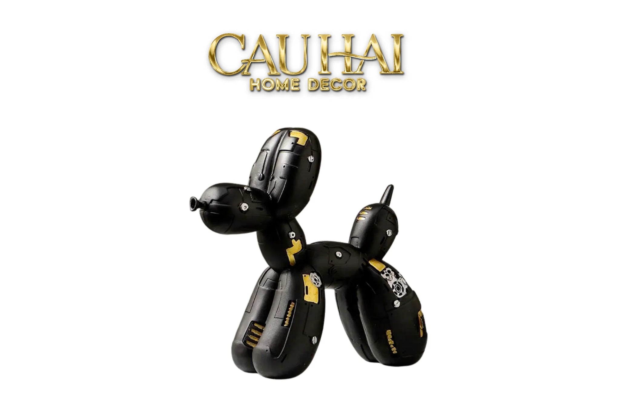 Tượng Puppy Balloon Pupp-X Mécanique Blanc / Noir-CẬU HAI HOME DECOR