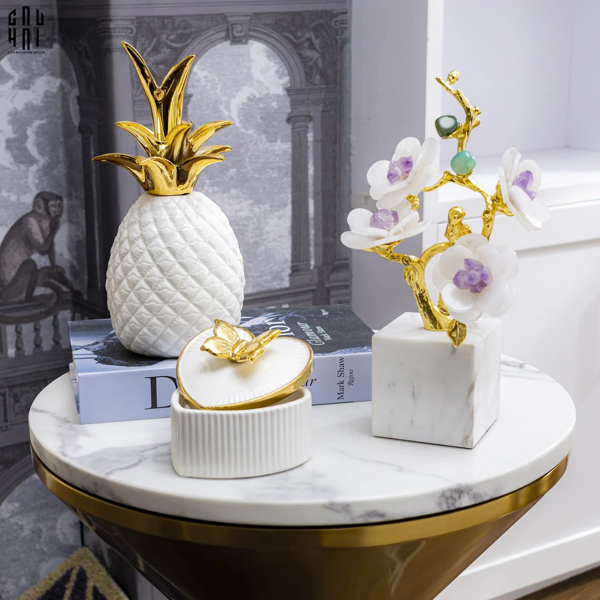 TƯỢNG QUARTZ WHITE ORCHID-CẬU HAI HOME DECOR
