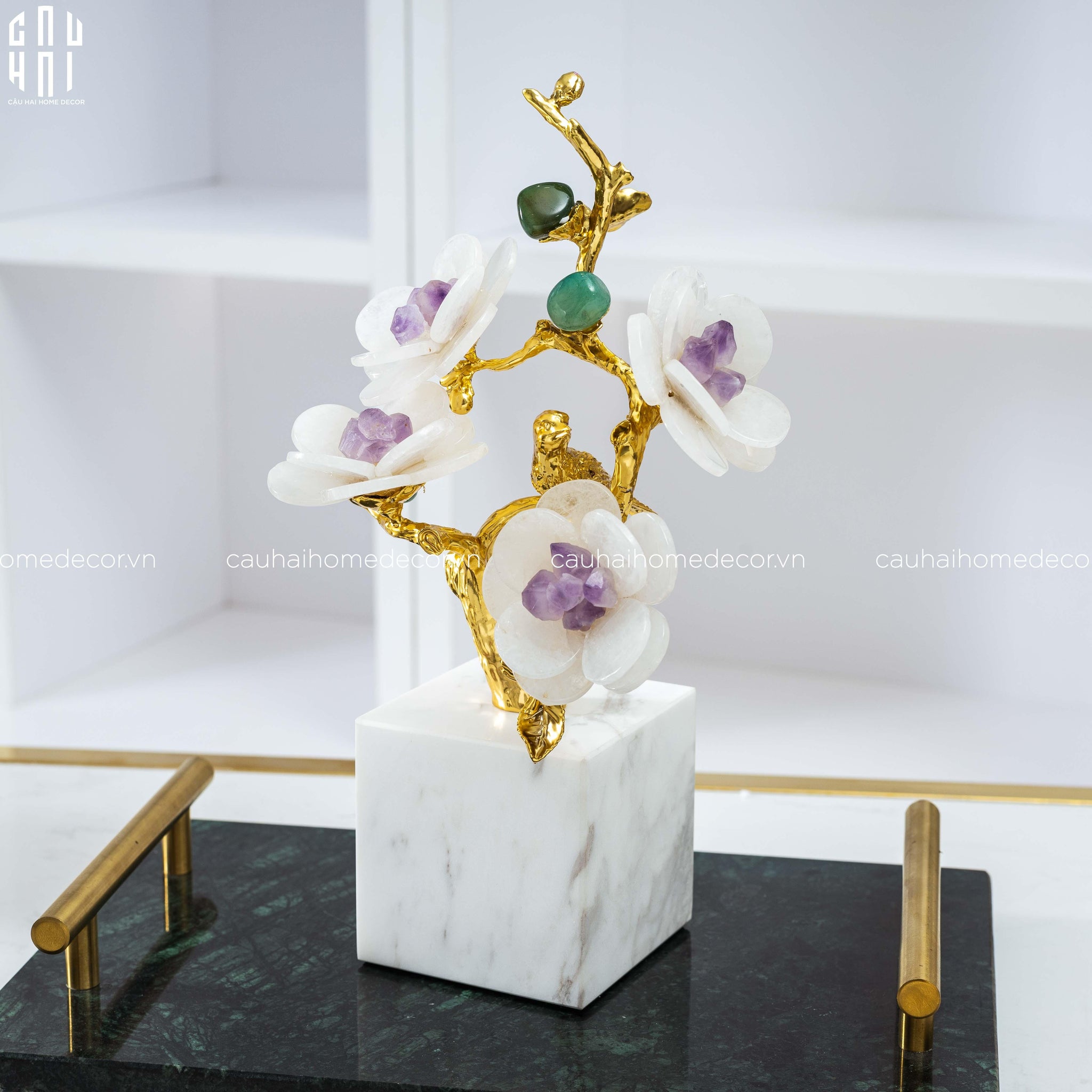 TƯỢNG QUARTZ WHITE ORCHID-CẬU HAI HOME DECOR