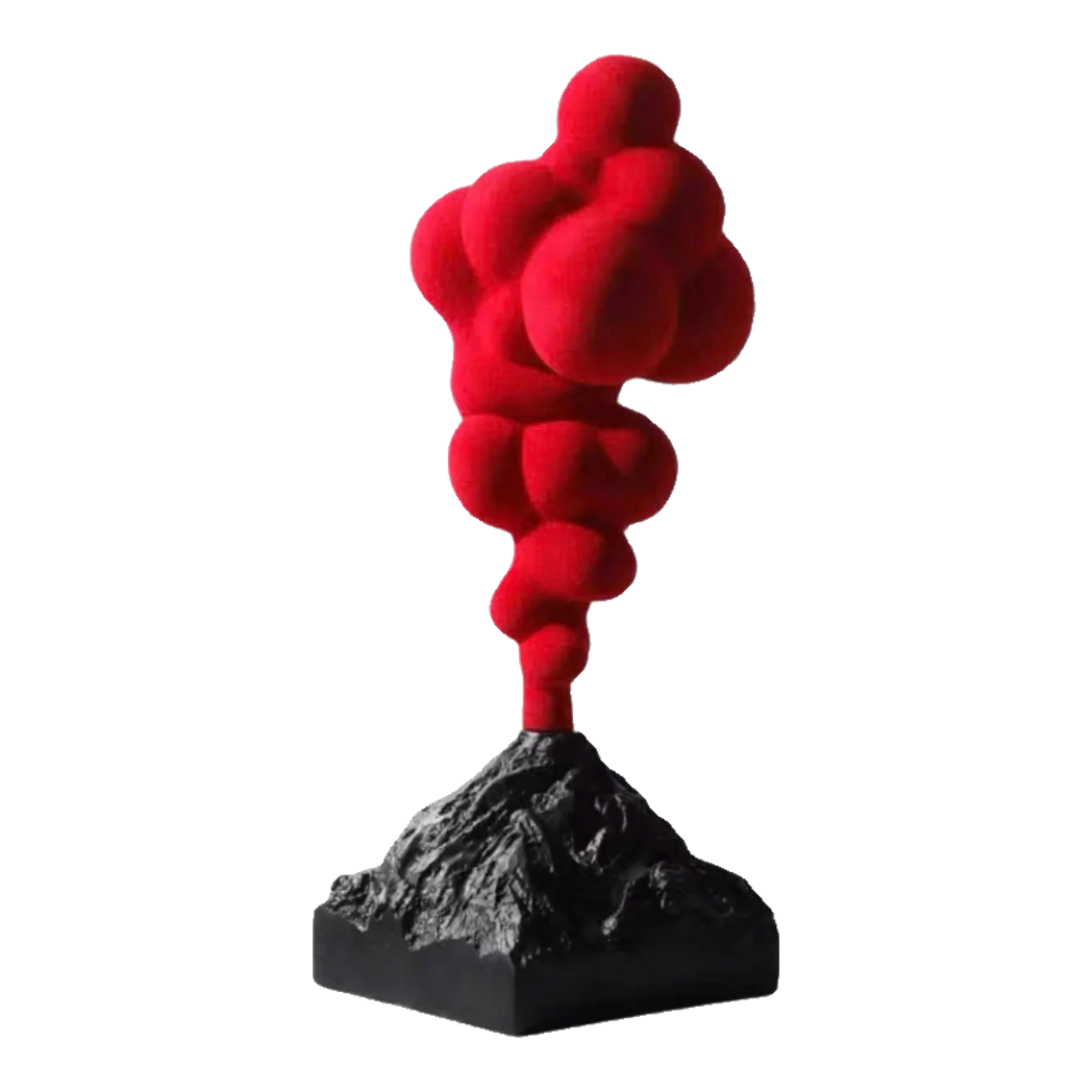 Tượng Nhung Đỏ Red Velvet Volcano Fw25 H36-TƯỢNG TRANG TRÍ-Đối tác tại Trung Quốc theo từng đơn đặt hàng-CẬU HAI HOME DECOR