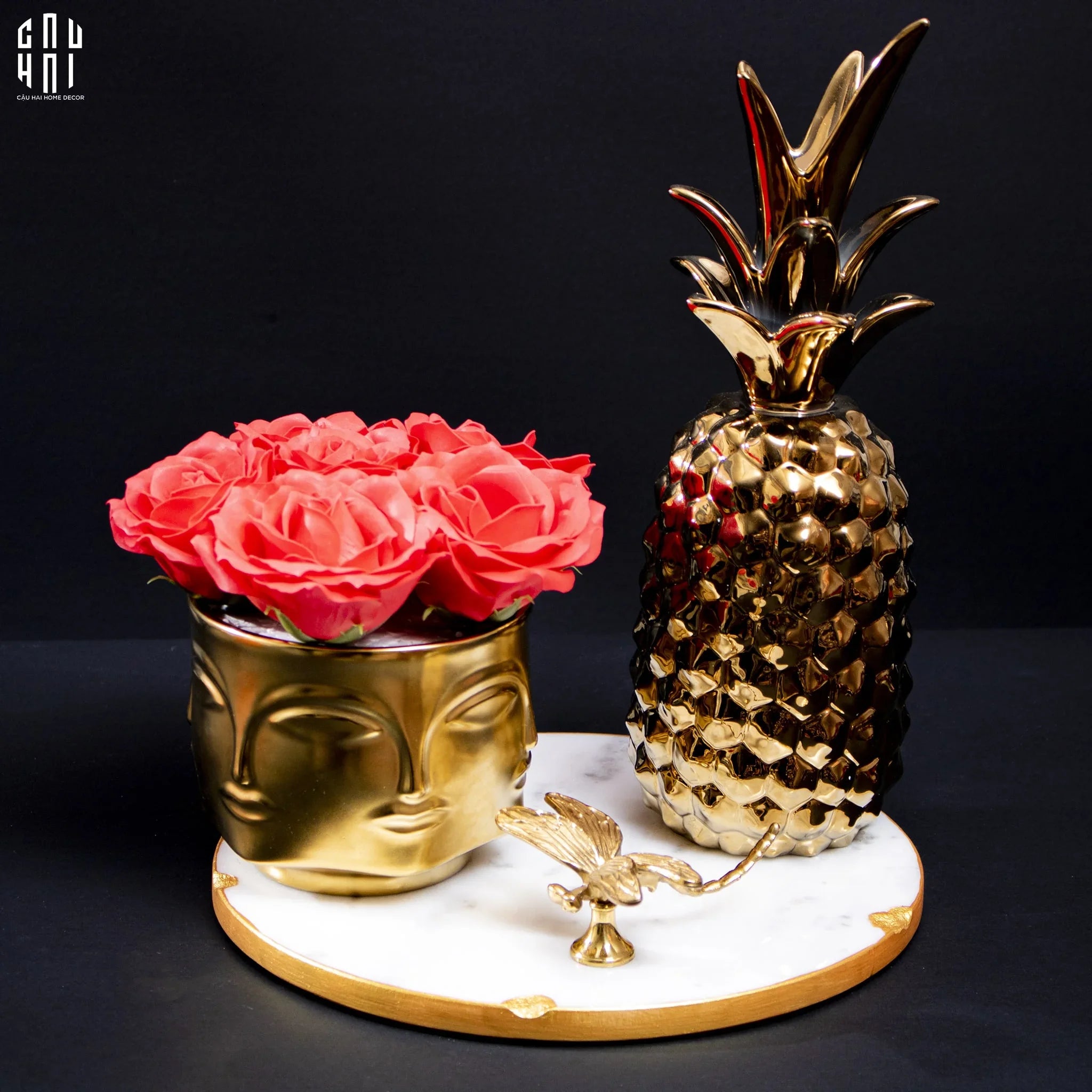 TƯỢNG TRÁI THƠM GOLDEN PINEAPPLE PREMIUM - CẬU HAI HOME DECOR