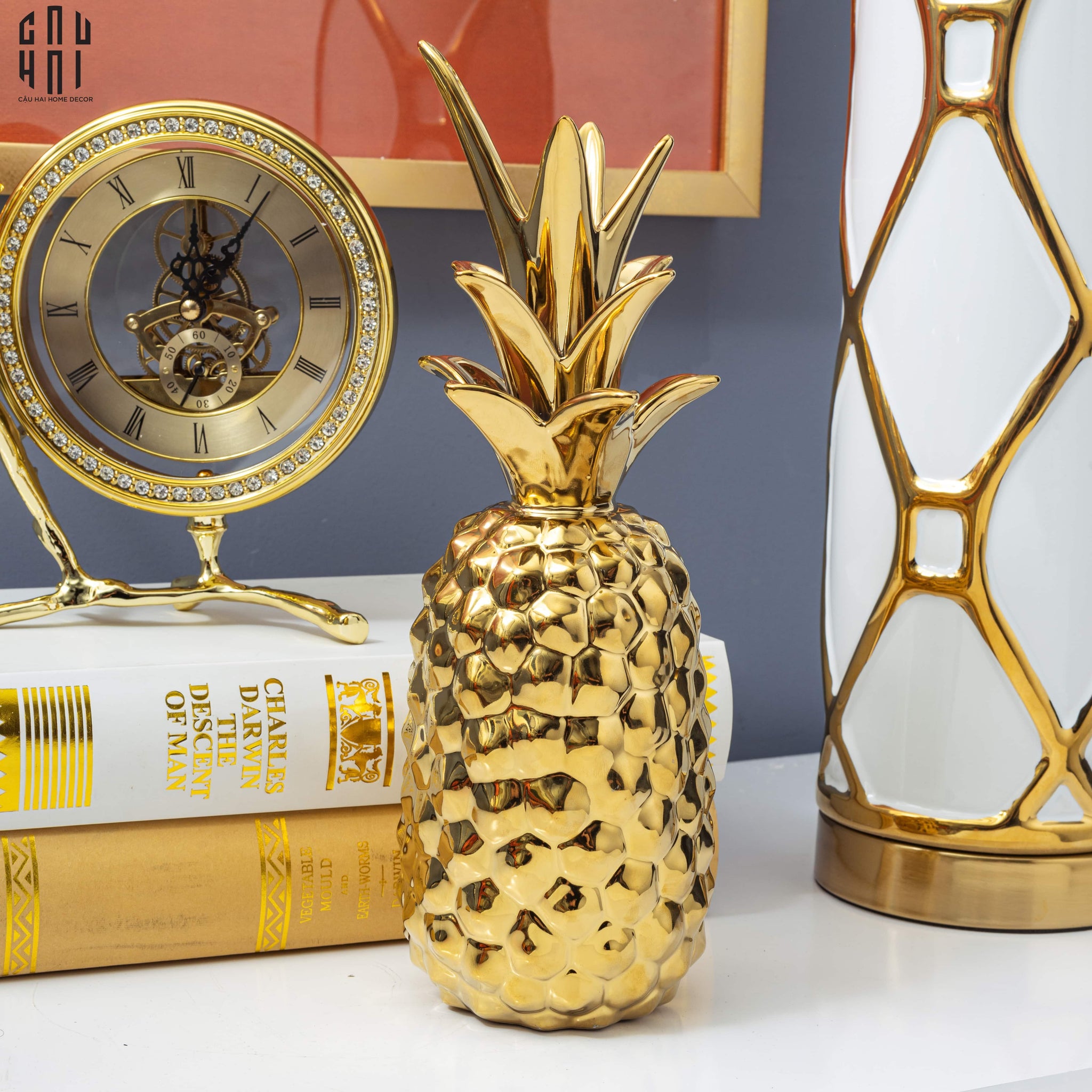 TƯỢNG TRÁI THƠM GOLDEN PINEAPPLE PREMIUM - CẬU HAI HOME DECOR