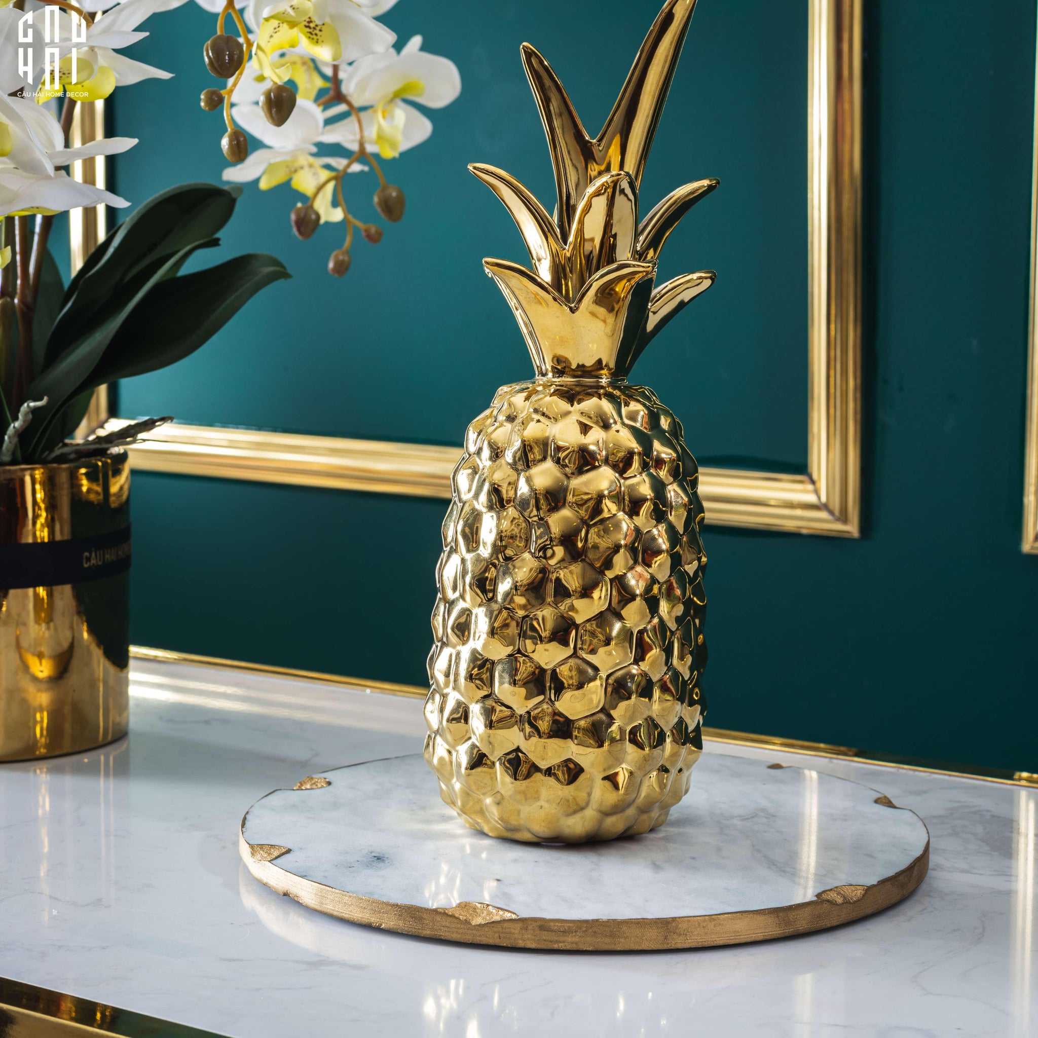 TƯỢNG TRÁI THƠM GOLDEN PINEAPPLE PREMIUM - CẬU HAI HOME DECOR
