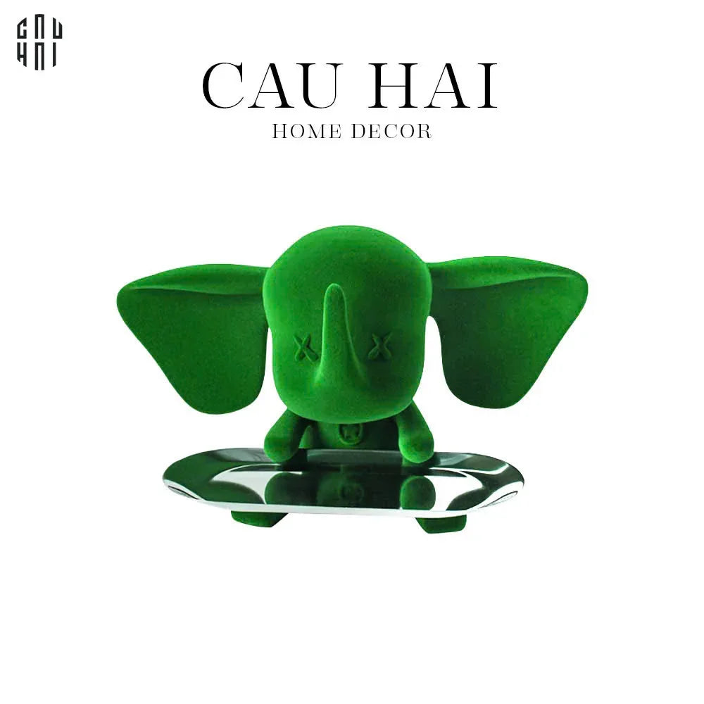 TƯỢNG VOI - FIGURINE CERAMIC JADE VELVET ELEPHANT - CẬU HAI HOME DECOR