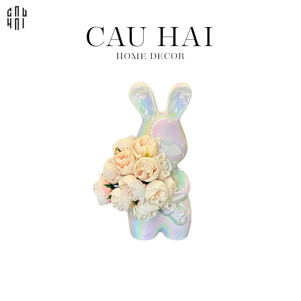 FÊTES COUTURE - TƯỢNG ROMANTIC LAPIN FLORAL EMBRACE UP - CẬU HAI HOME DECOR