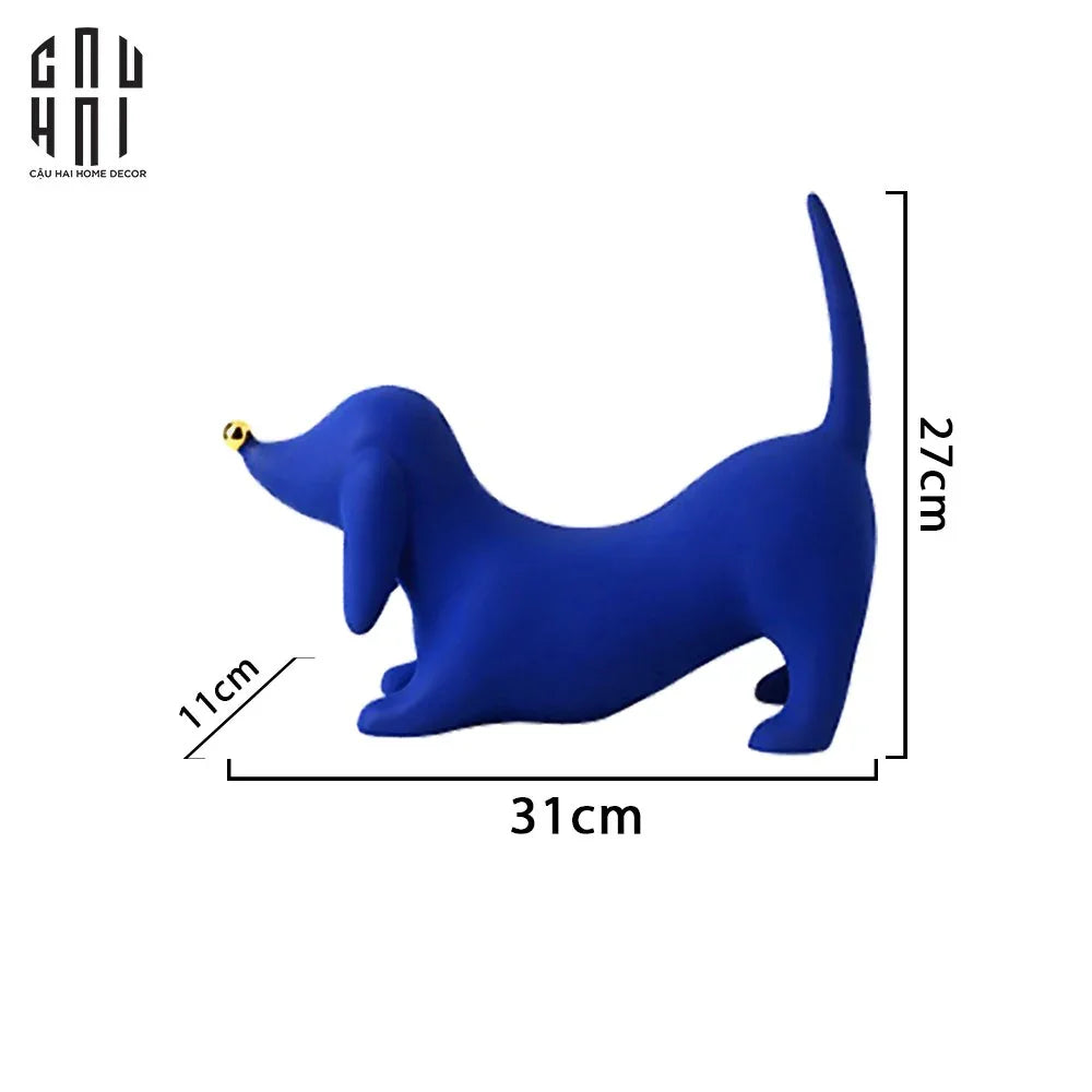 TƯỢNG TRANG TRÍ CHÓ BLUE DACHSHUND-CẬU HAI HOME DECOR