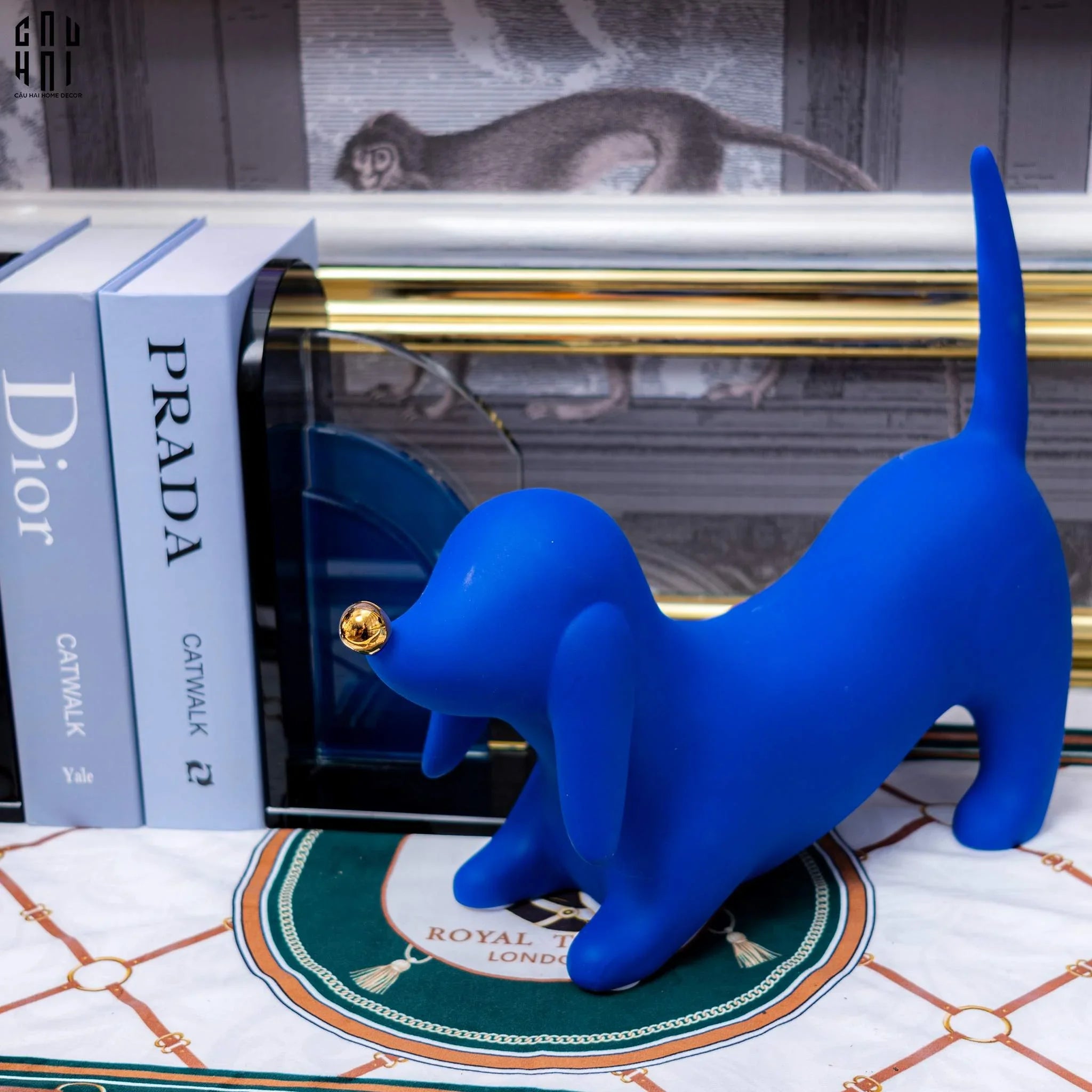 TƯỢNG TRANG TRÍ CHÓ BLUE DACHSHUND-CẬU HAI HOME DECOR