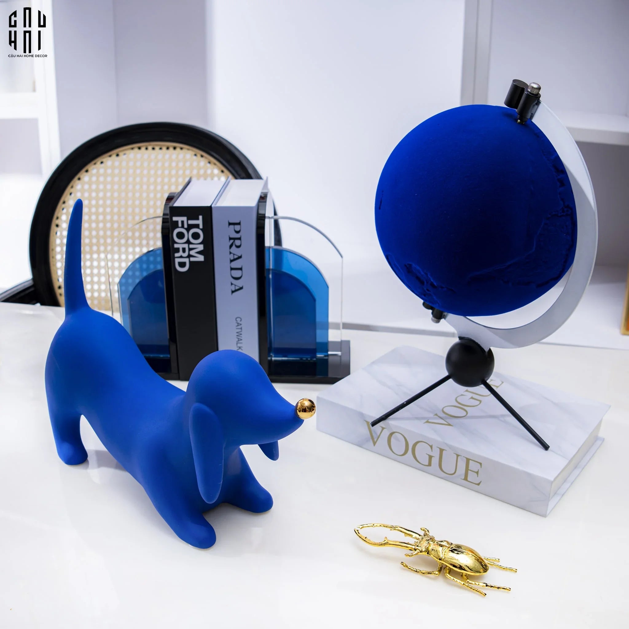 TƯỢNG TRANG TRÍ CHÓ BLUE DACHSHUND-CẬU HAI HOME DECOR