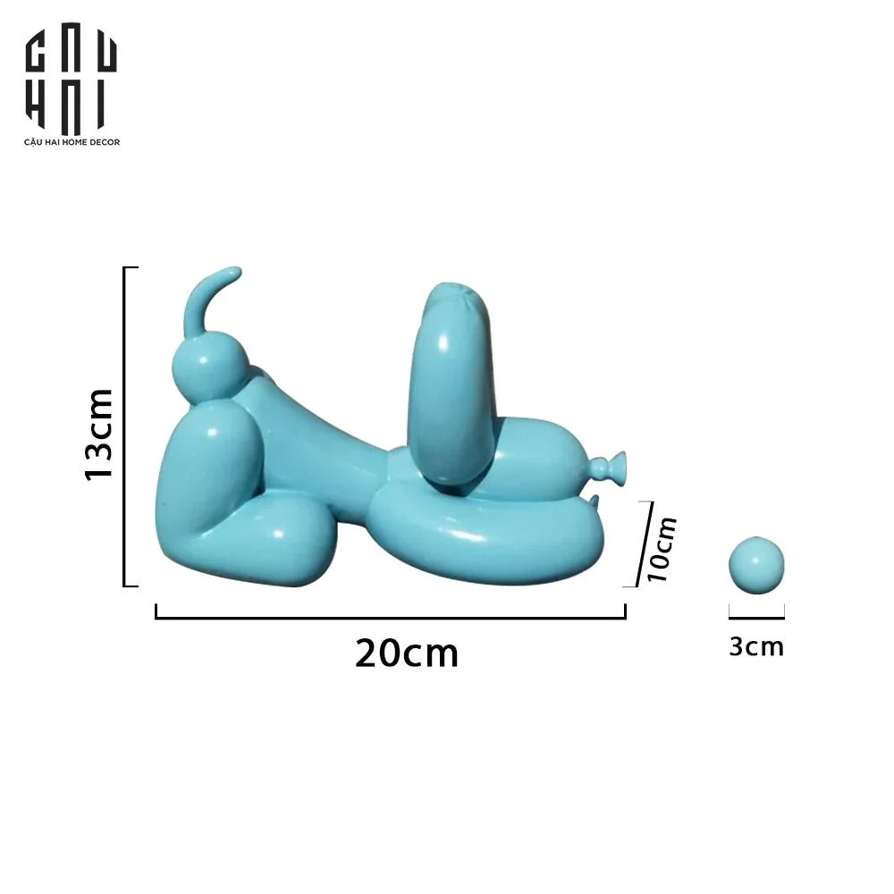 Tượng Trang Trí Chó Light Blue Balloon Ss25-CẬU HAI HOME DECOR