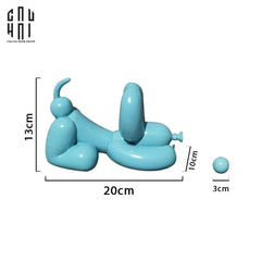 Tượng Trang Trí Chó Light Blue Balloon Ss25-CẬU HAI HOME DECOR