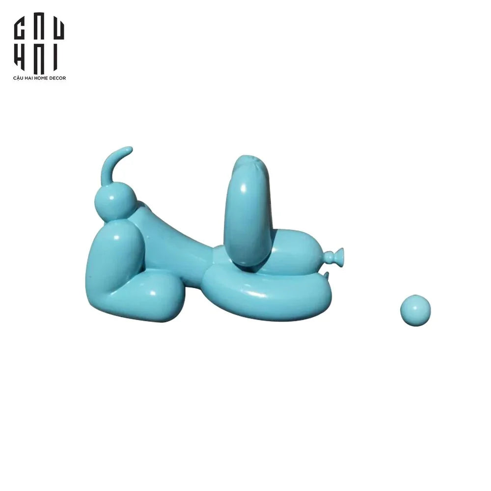 Tượng Trang Trí Chó Light Blue Balloon Ss25-CẬU HAI HOME DECOR