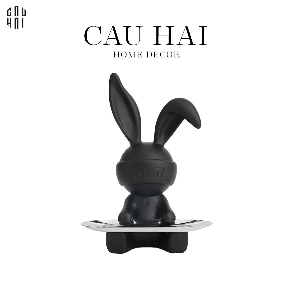 TƯỢNG THỎ FIGURINE MODERN ART TOY BLACK LAPIN UP-CẬU HAI HOME DECOR