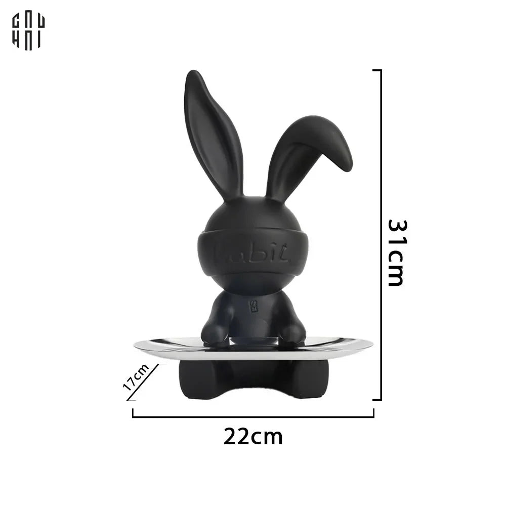TƯỢNG THỎ FIGURINE MODERN ART TOY BLACK LAPIN UP-CẬU HAI HOME DECOR
