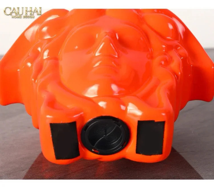 Tượng Trang Trí Đựng Đồng Xu - Couture V Class Money Bank Medusa Signature Orange 18x14-CẬU HAI HOME DECOR