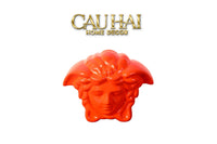 Tượng Trang Trí Đựng Đồng Xu - Couture V Class Money Bank Medusa Signature Orange 18x14-CẬU HAI HOME DECOR