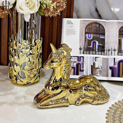 Tượng Trang Trí Golden Laying Unicorn Ss25-CẬU HAI HOME DECOR