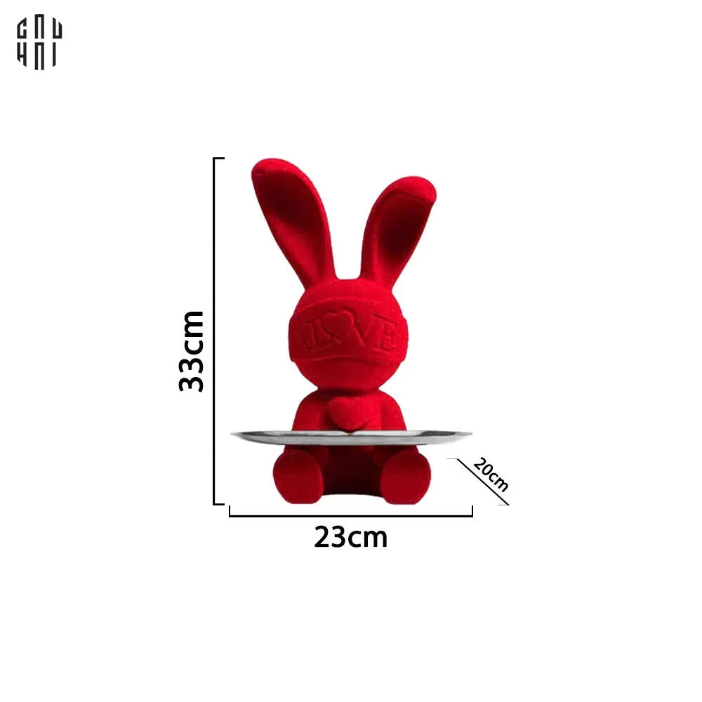 FÊTES COUTURE - TƯỢNG THỎ FIGURINE RED VELVET BUNNY LAPIN WELCOME HOME H33 UP-CẬU HAI HOME DECOR
