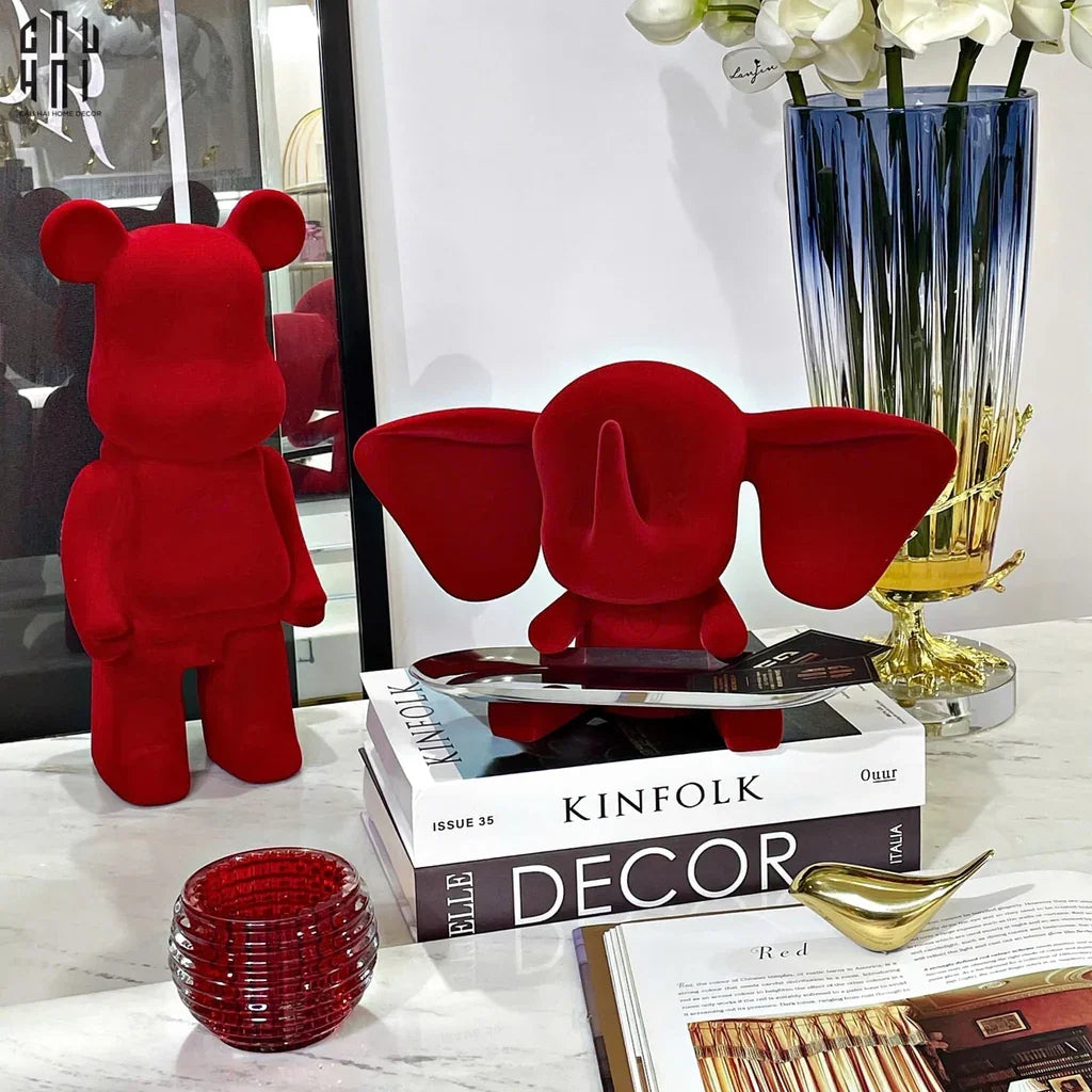 TƯỢNG TRANG TRÍ RED VELVET BEARBRICK - CẬU HAI HOME DECOR