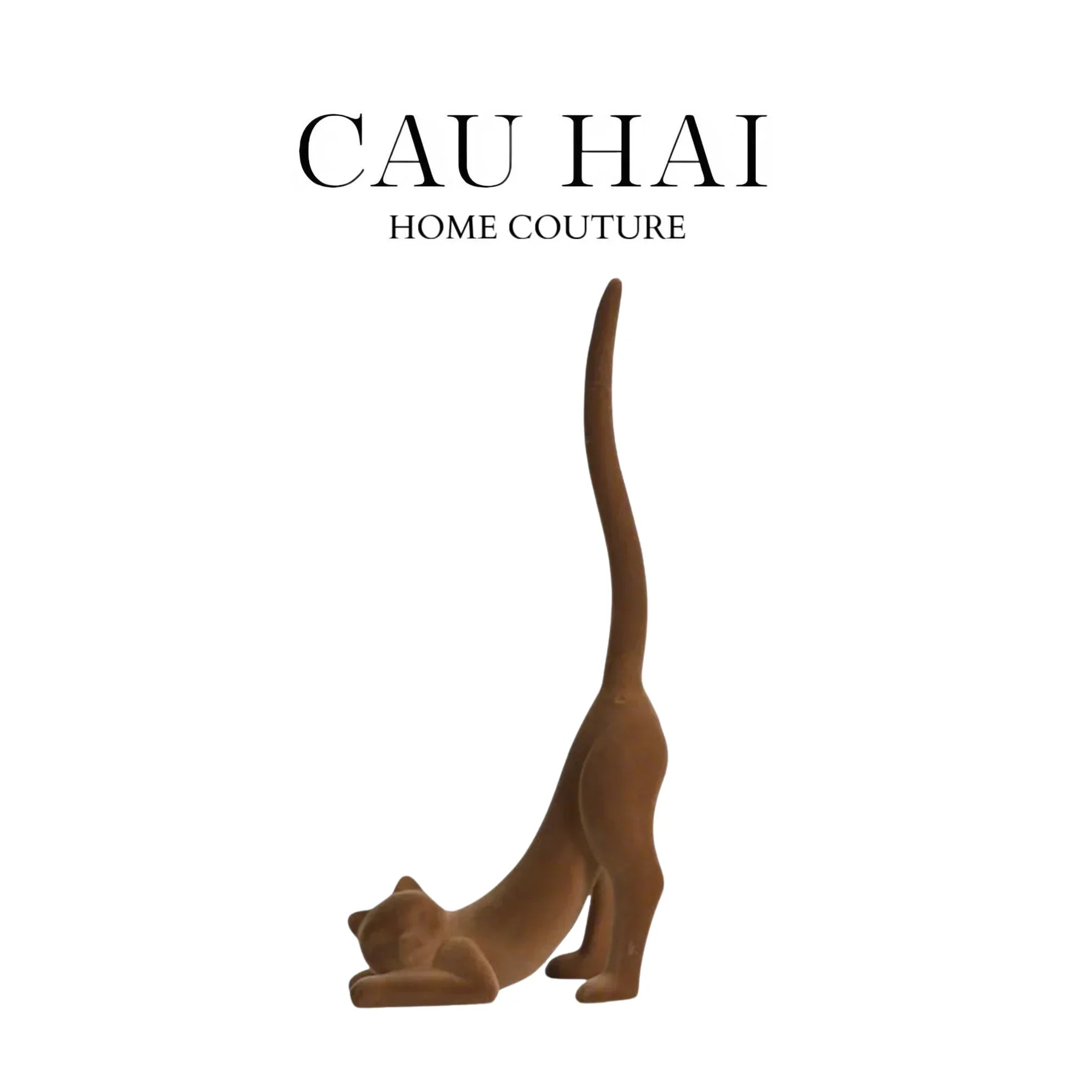 TƯỢNG VELVET STRETCHY CAT FW25-CẬU HAI HOME DECOR