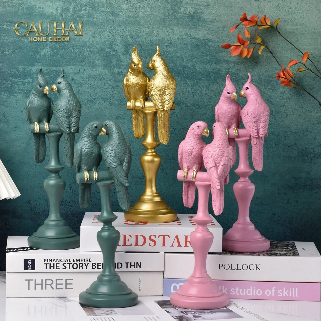 Tượng Vẹt Mào Duo Cockatoo H28 Aurum-CẬU HAI HOME DECOR