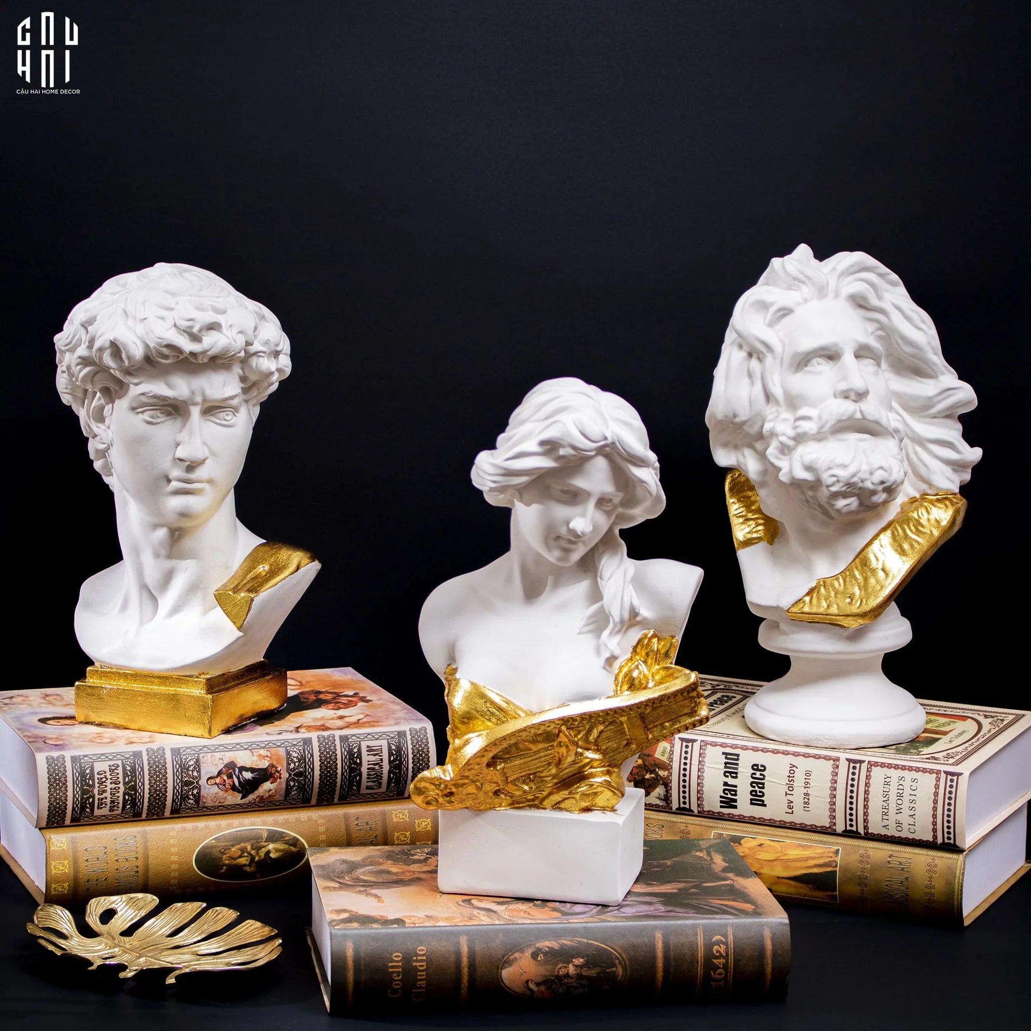 Tượng Zeus Premium Dát Vàng 24K H32-CẬU HAI HOME DECOR