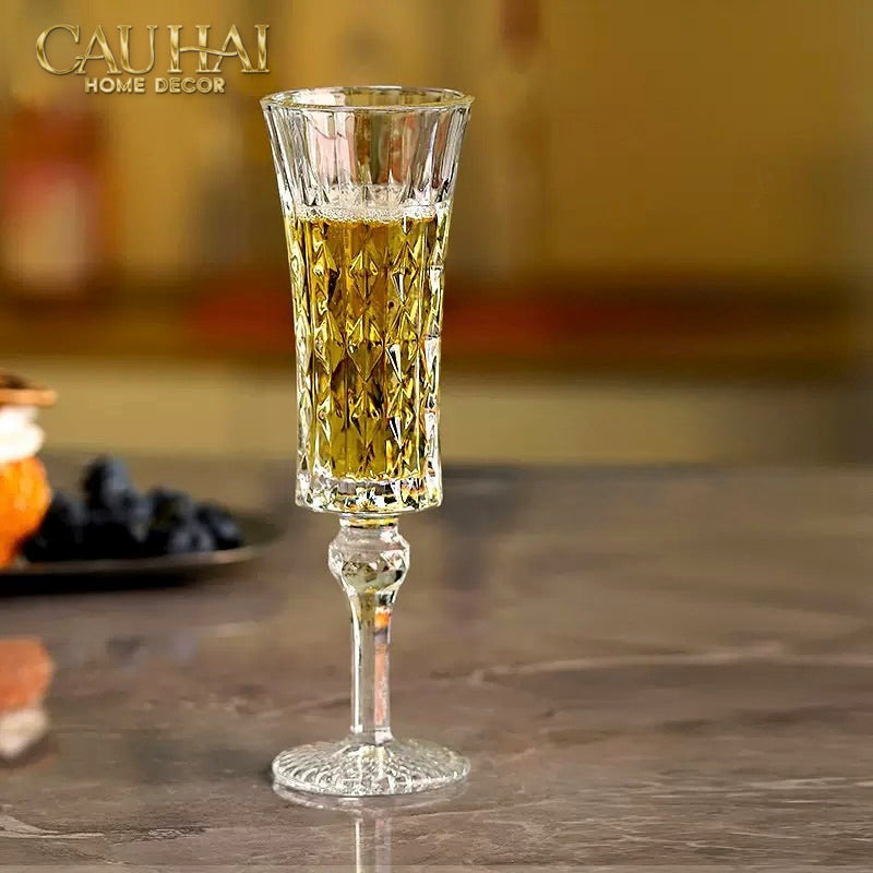 Set 2 Ly Champagne Cristalleries Faceted 120ml