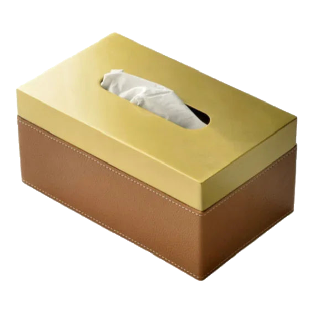 Hộp Khăn Giấy Da Équestre D'Or 22x10x12-HỘP KHĂN GIẤY-Đối tác tại Trung Quốc theo từng đơn đặt hàng-Cognac-CẬU HAI HOME DECOR