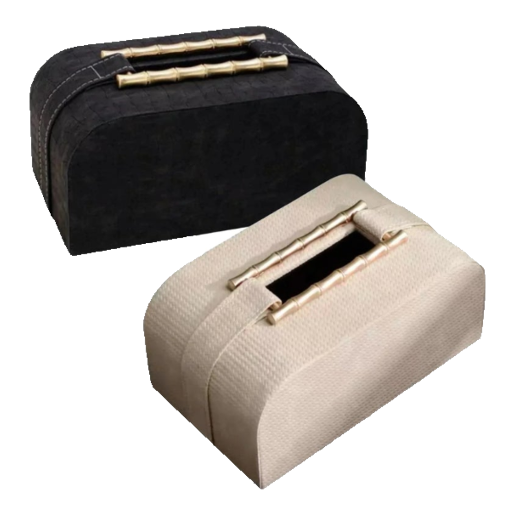 Maison Couture - Hộp Khăn Giấy Gỗ Sồi Bọc Da Cao Cấp Bamboo Signature Saddles - Savoir / Ivoire 22x13-HỘP KHĂN GIẤY-Đối tác tại Trung Quốc theo từng đơn đặt hàng-CẬU HAI HOME DECOR