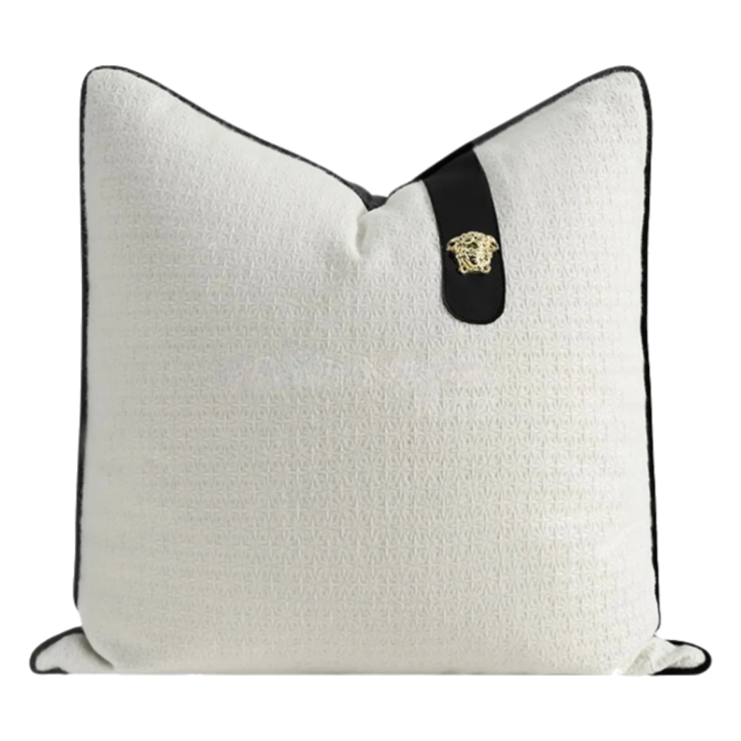 Vỏ Gối Bouclé Medusa Tab Ivory Noir 45x45-VỎ GỐI SOFA-CẬU HAI HOME DECOR-CẬU HAI HOME DECOR
