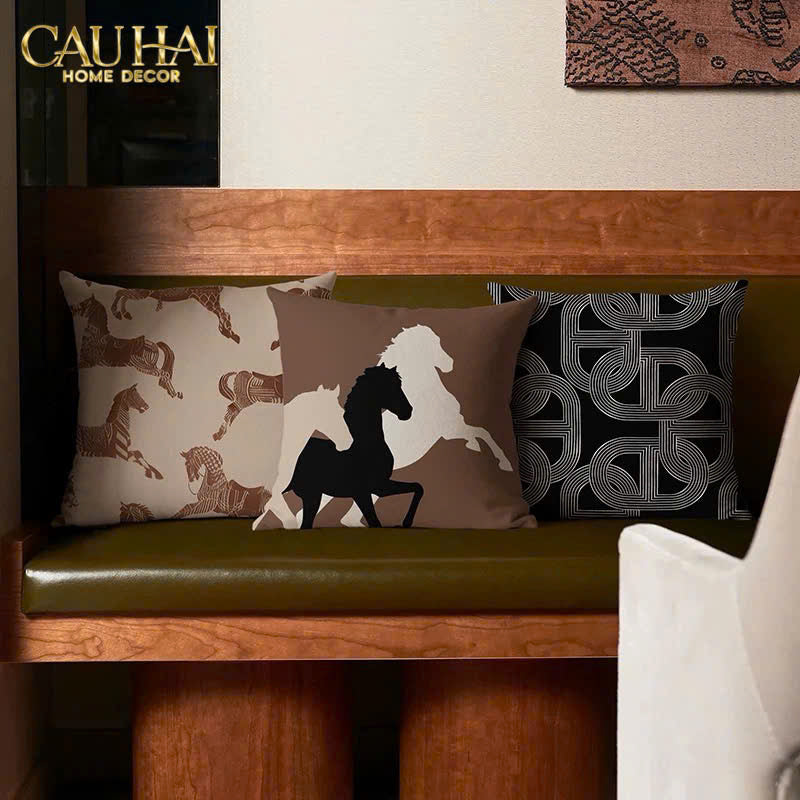 VỎ GỐI CANVAS FIBER DOU CAVALIÈRE BRUN 45 - CẬU HAI HOME DECOR