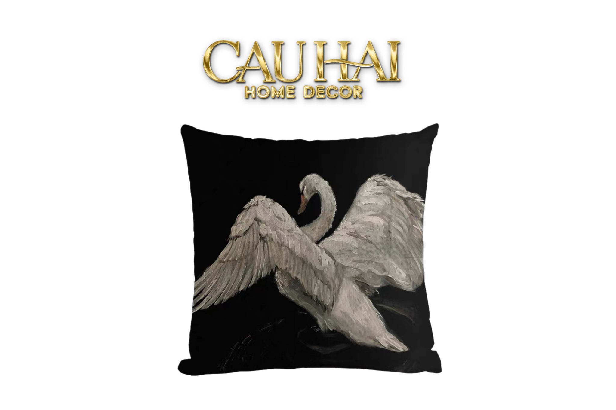 VỎ GỐI CANVAS FIBER FLYING SAVOIR SWAN 45 - CẬU HAI HOME DECOR