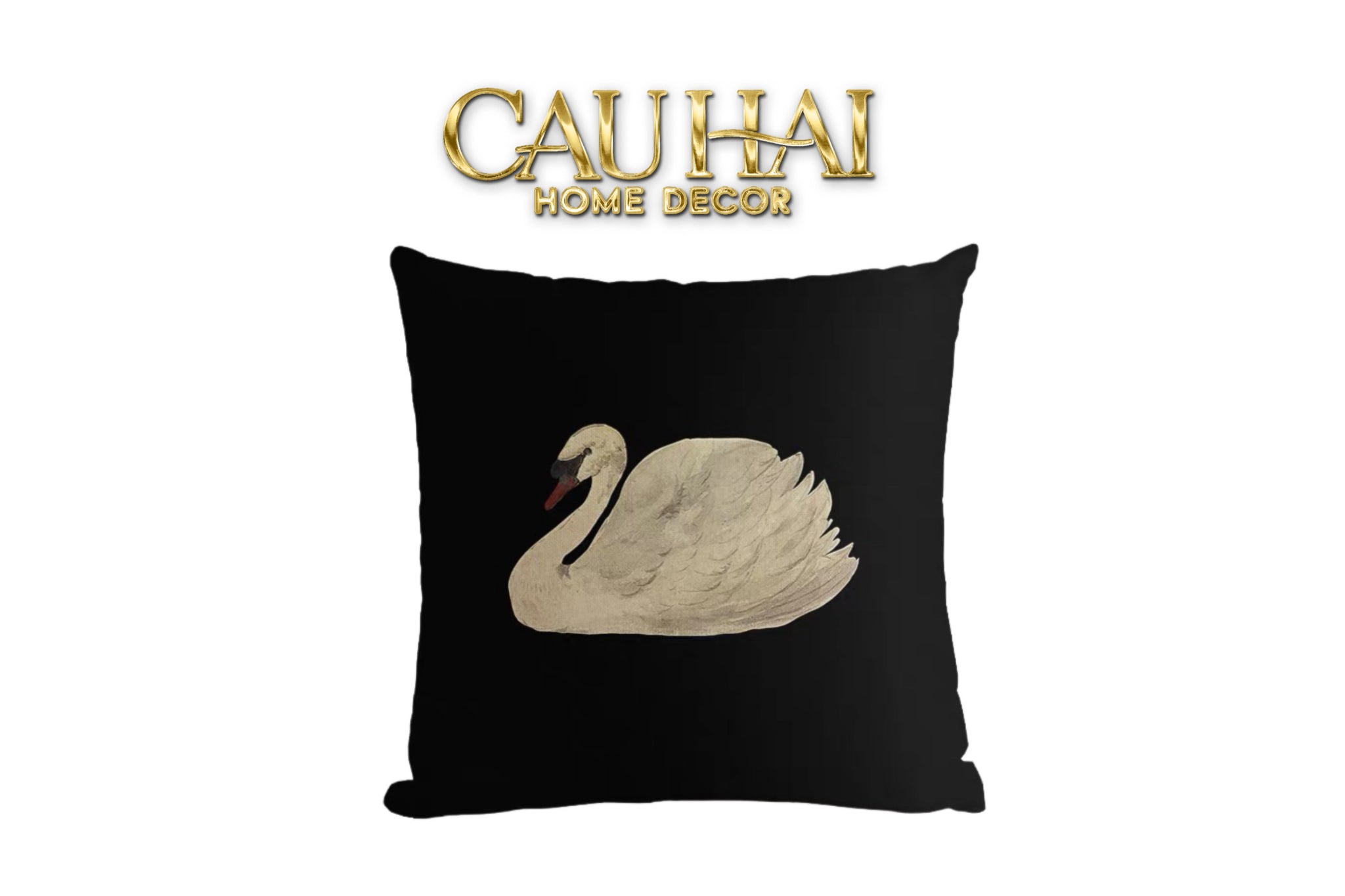 VỎ GỐI CANVAS FIBER SAVOIR SWAN 45 - CẬU HAI HOME DECOR