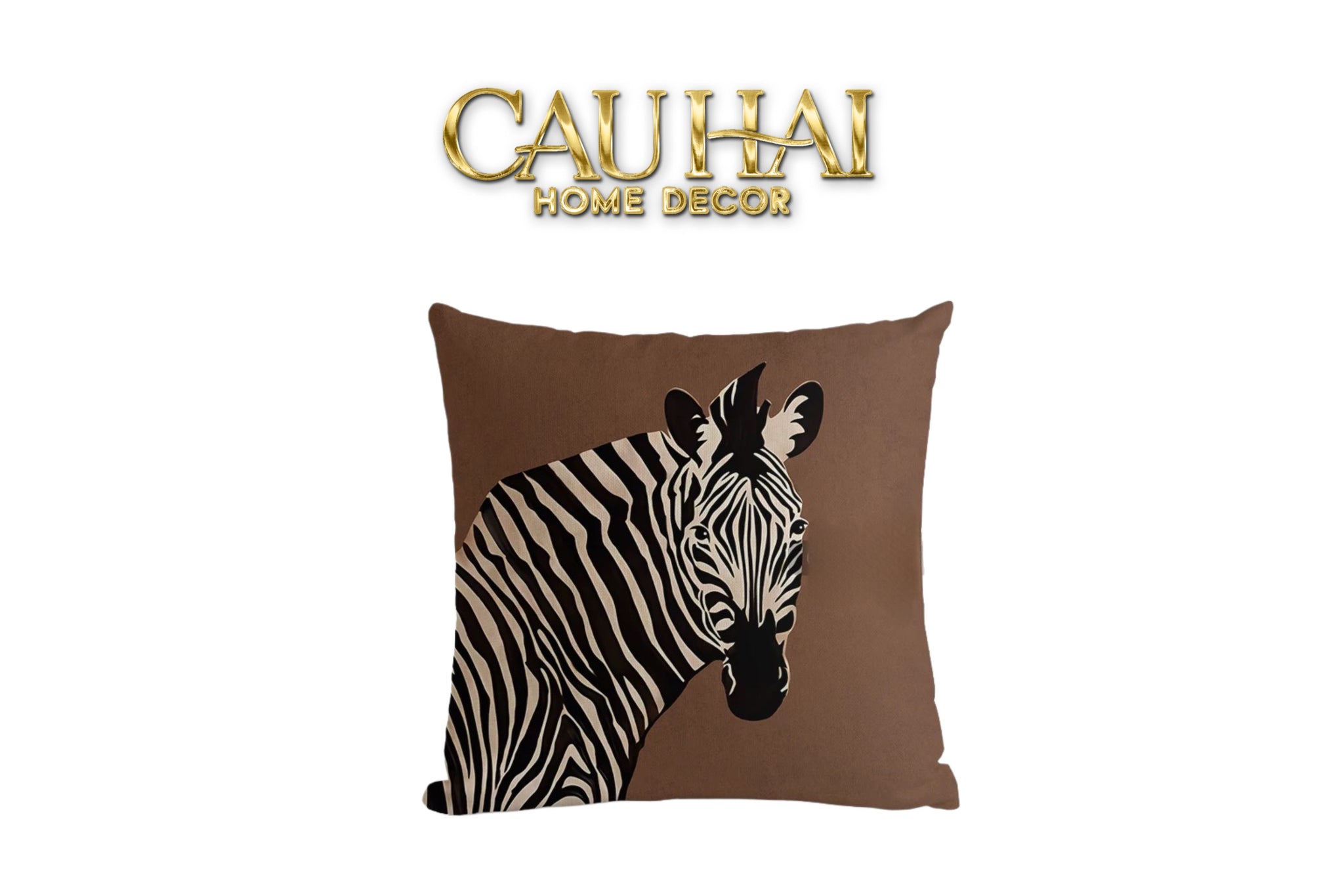 VỎ GỐI CANVAS FIBER ZÈBRE BRUN 45 - CẬU HAI HOME DECOR