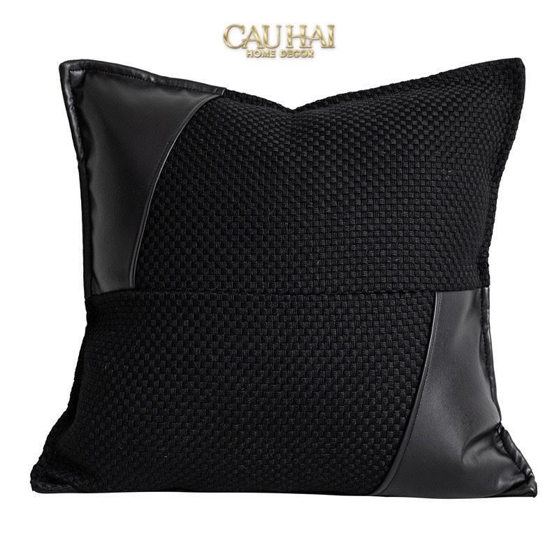 Vỏ Gối Canvas Intrecciato Lux Leather Phantom 50-CẬU HAI HOME DECOR
