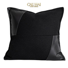 Vỏ Gối Canvas Intrecciato Lux Leather Phantom 50-CẬU HAI HOME DECOR